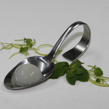 Mojito Spheres made using the reverse spherification method, using Special Ingredients Xanthan Gum, Calcium Lactate and Sodium Alginate