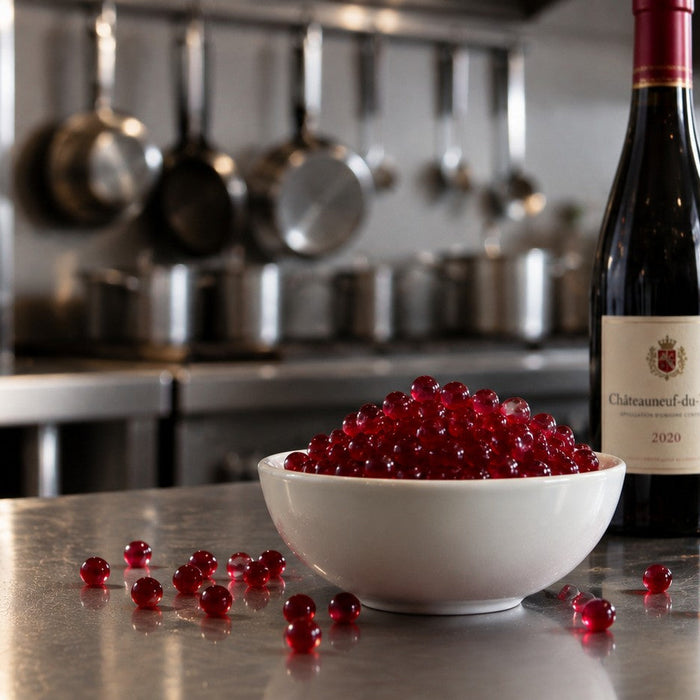 Red Wine Pearls Recipe using Special Ingredients Calcium Lactate and Sodium Alginate