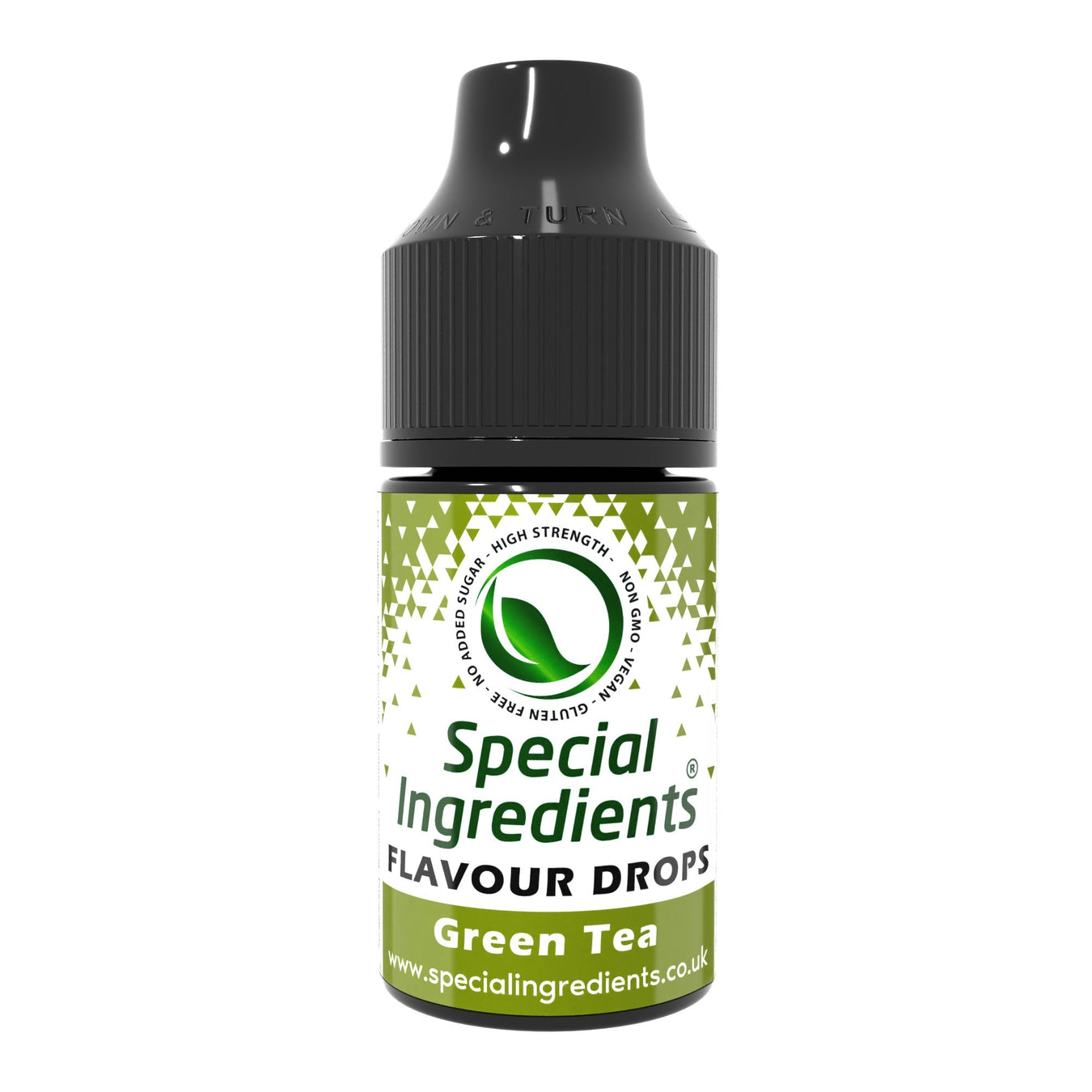 Green tea food flavouring drops collection by Special Ingredients fresh vegetal green tea flavour for drinks desserts cocktails baking smoothies