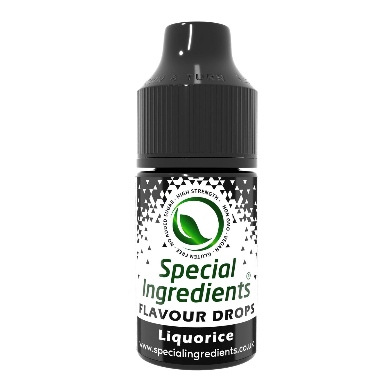 Liquorice food flavouring drops collection by Special Ingredients deep herbal liquorice flavour for confectionery drinks teas baking sweets syrups savoury recipes