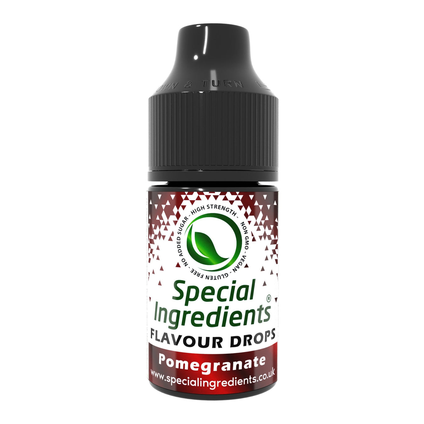 Pomegranate food flavouring drops collection by Special Ingredients bold sweet tart pomegranate flavour for cocktails desserts drinks baking smoothies glazes confectionery