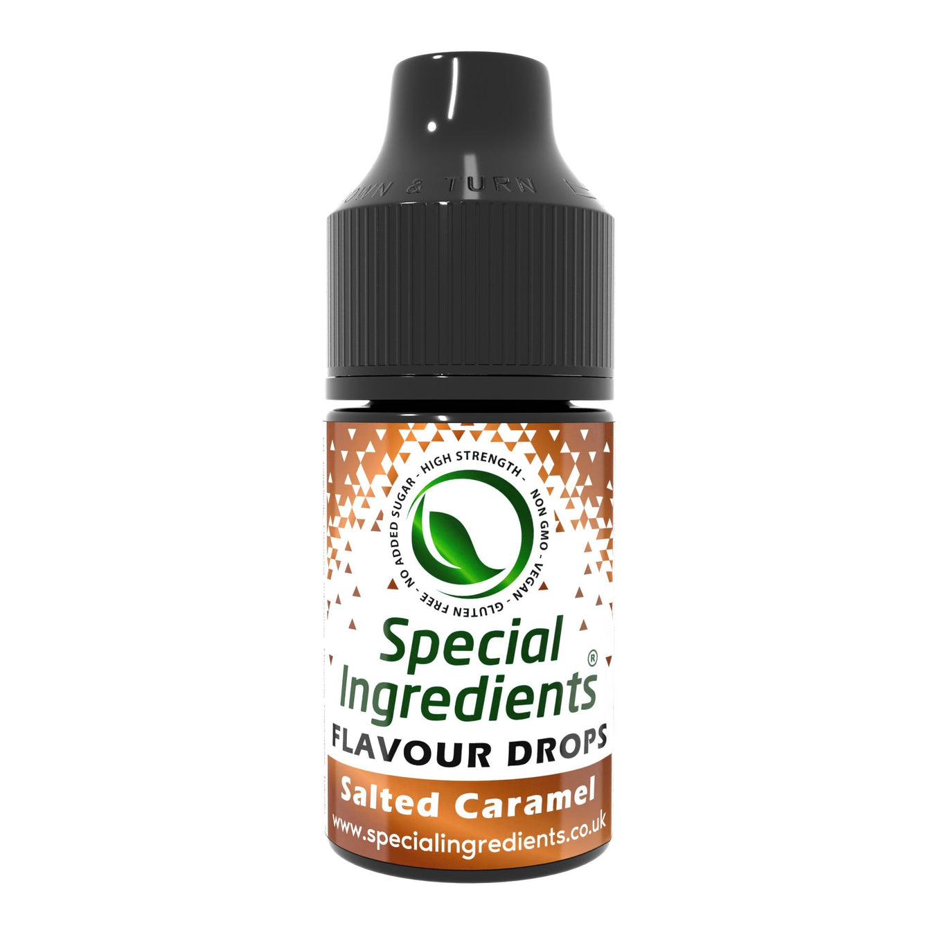 Salted caramel food flavouring drops collection by Special Ingredients rich sweet salty caramel flavour for desserts baking coffee milkshakes chocolates drinks pastries