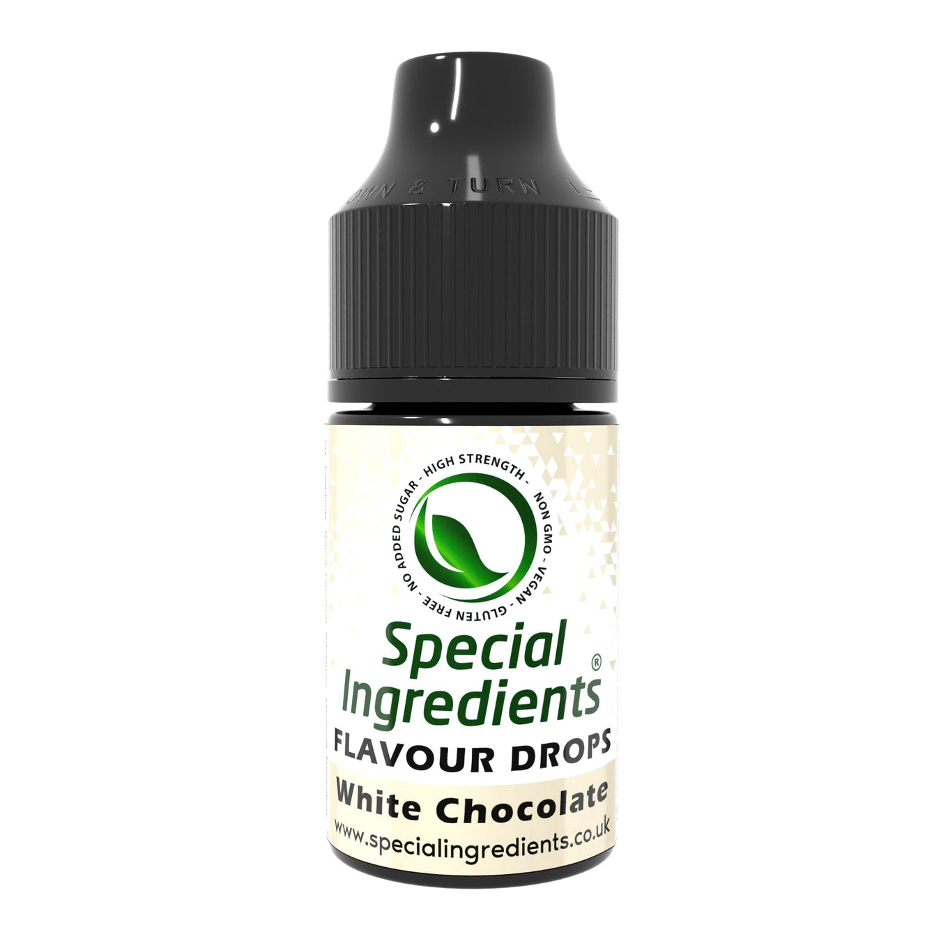 White chocolate food flavouring drops collection by Special Ingredients creamy white chocolate flavour for baking desserts cakes milkshakes drinks ice cream confectionery sweets