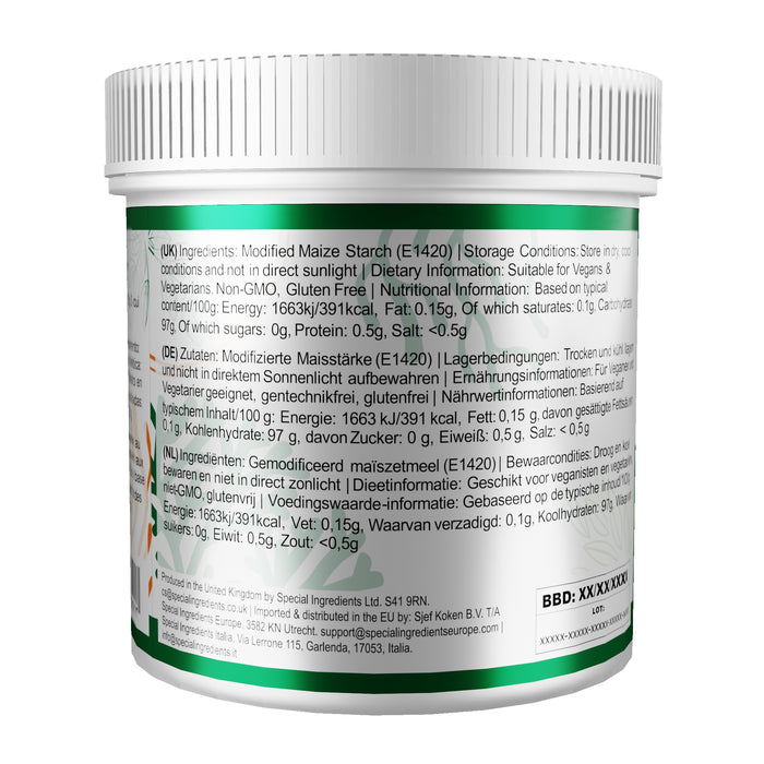 Crisp Film is a white to off-white powder that is a modified high amylose corn starch. It exhibits good film-forming characteristics and acts as a protective barrier when used as a coating for fried foods.