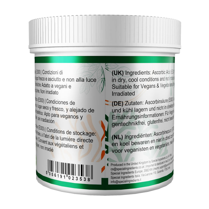 Ascorbic Acid is excellent for bread making and can be used in artisan breads, sourdough, pizza bases, rolls, buns, and enriched doughs. It strengthens gluten development, improves dough handling, and supports a lighter texture with increased loaf volume.