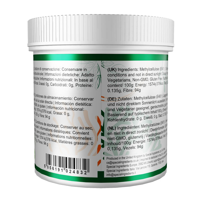 Methocel (Methyl Cellulose E461) is a versatile food thickener that can be used in ice cream, frozen desserts, sauces, soups, emulsions, foams, and speciality culinary creations. It helps stabilise mixtures, prevent ice crystal formation, and create smooth professional-quality textures.