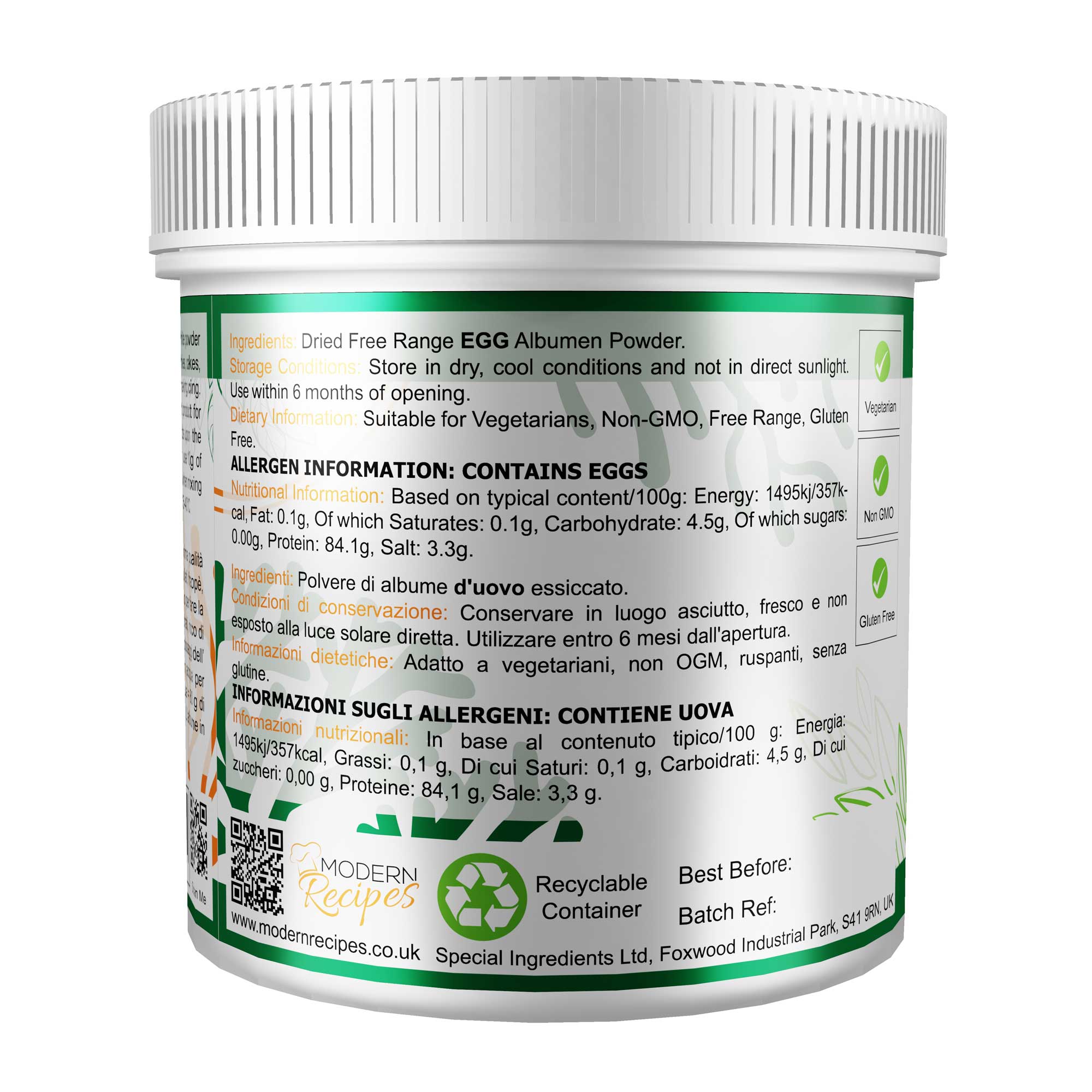 Egg White Albumen Powder 500g - Special Ingredients