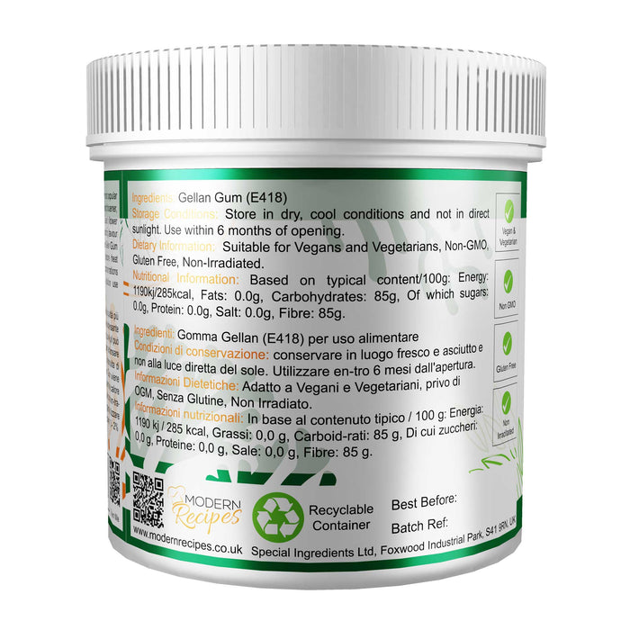 Gellan Gum Type F ( Low Acyl ) 500g - Special Ingredients